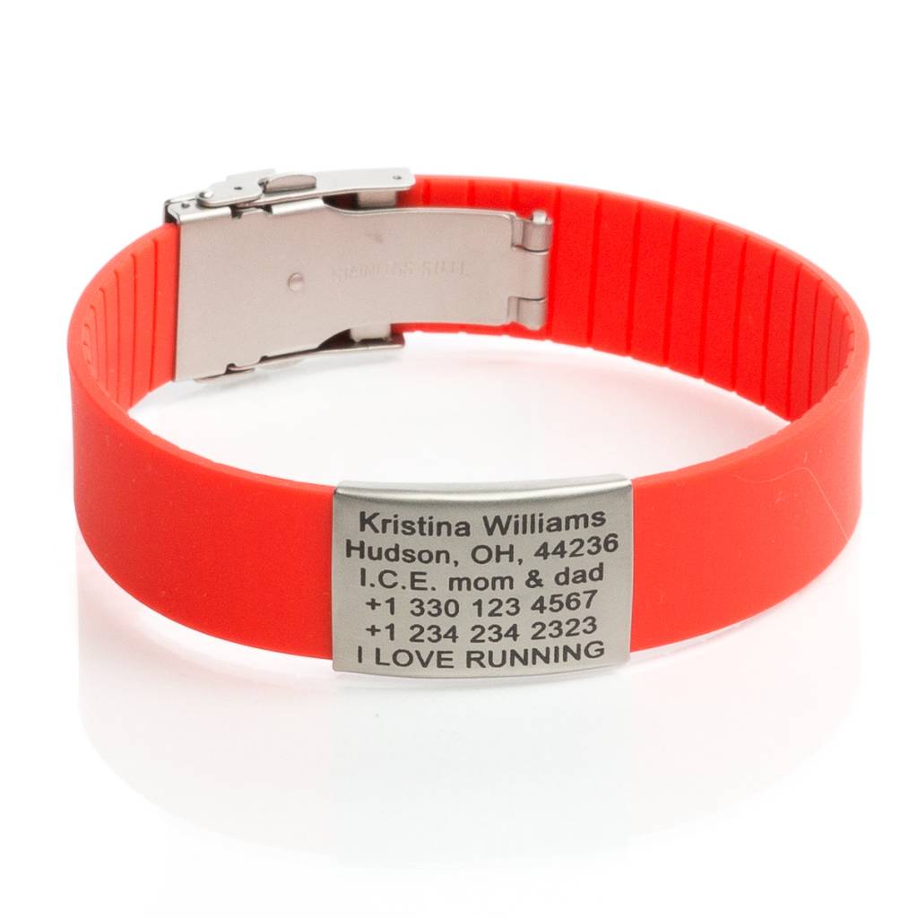 Safety Id Red Icetagsid Safety Sport Id Name Bracelet Red