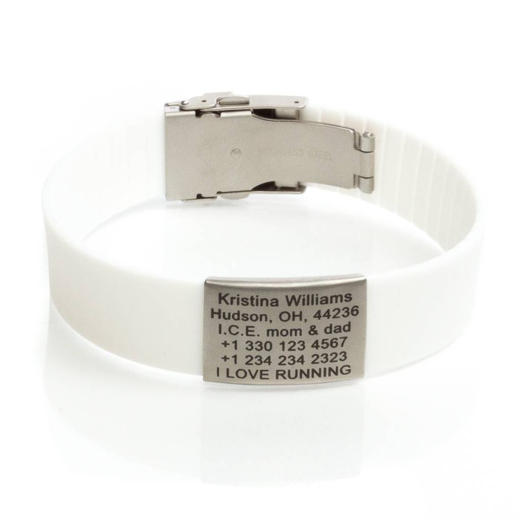 Icetags Safety Id Bracelet Icetagsid Sport Id Bracelet White