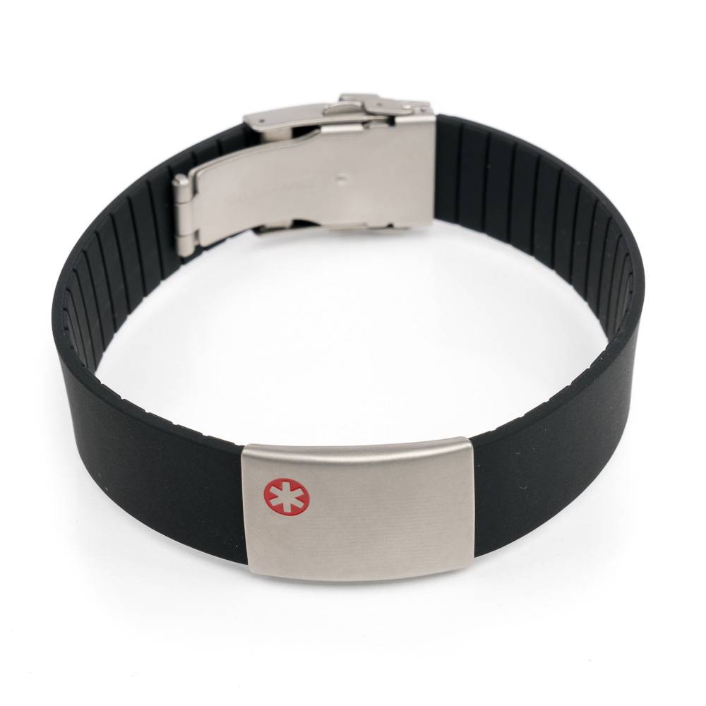 Medical Alert Wristband Icetagsid Medical Id Bracelet Black