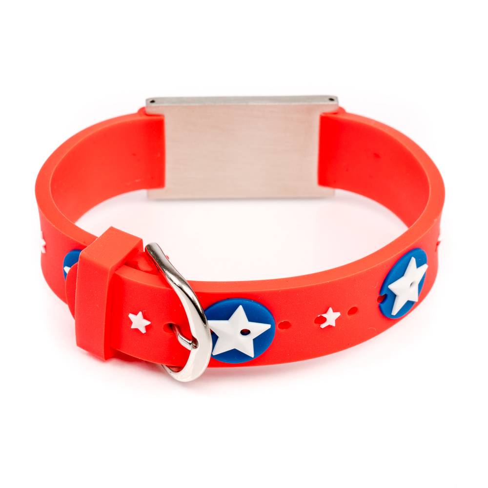 Medical Id Bracelet Red Stars Icetagsid Icetags Medical Id Alert Bracelet For Kids Red Stars