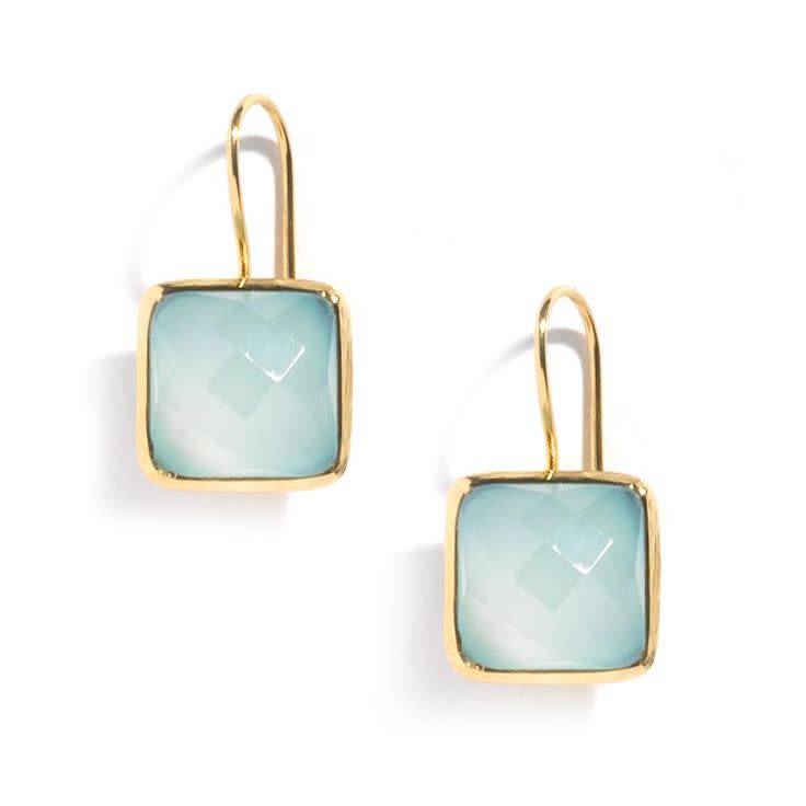 Jewelry At Ashley Meier Linens Interiors Design Llc Roost Tiny Square Facet Aqua Chalcedony Earrings