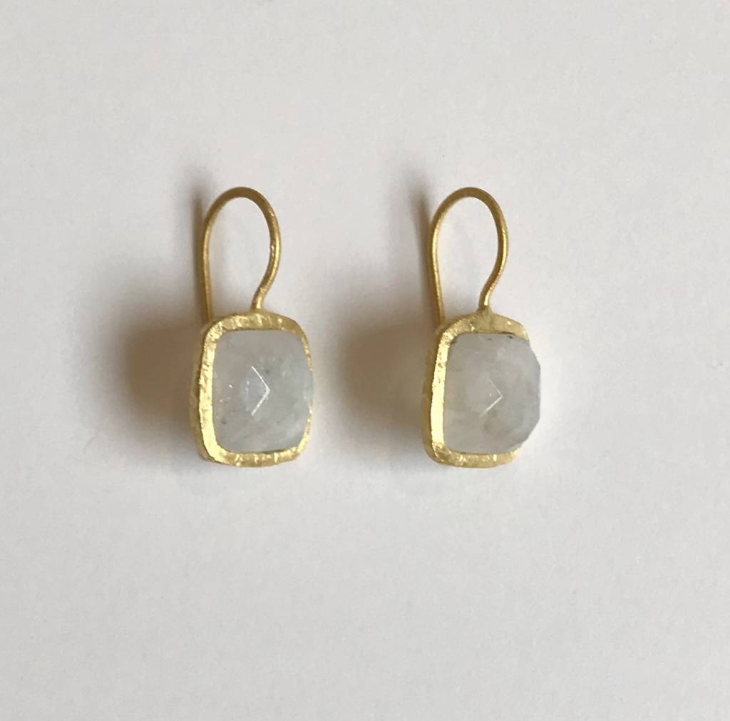 Roost Tiny Square Facet Moonstone Earrings Ashley Meier Design Llc Roost Tiny Square Facet Moonstone Earrings