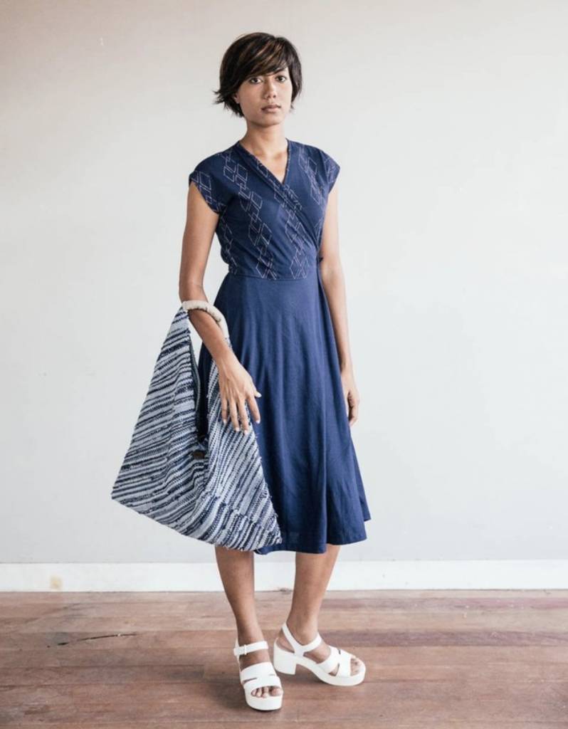 Pich Wrap Dress Navy With Diamonds Pich Wrap Dress Navy With Diamonds