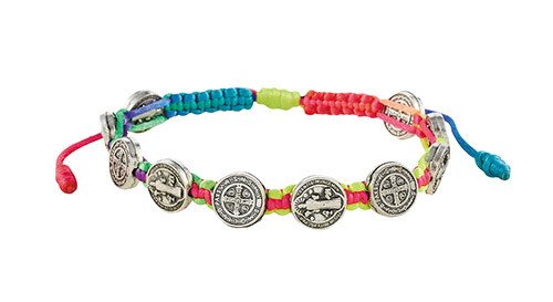 St Benedict Medals Rainbow Cord Bracelet Theacts St Benedict Medals Rainbow Cord Bracelet