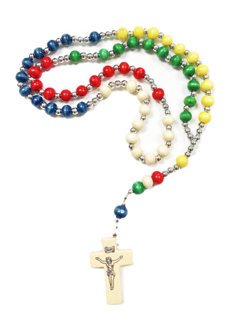 MultiColored Wood Bead Mission Rosary TheActsStore