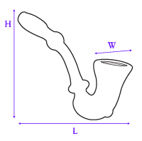 image showing how glass sherlock hand pipe was measured