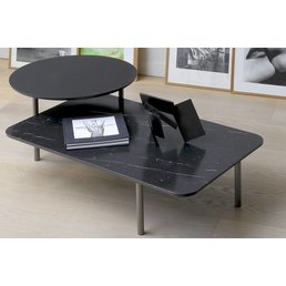 Coedition Coffee table in matte marble & wood