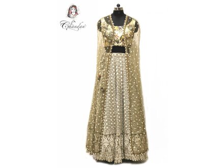 Mehendi Color Chikenkari Lehenga with printed choli Mehendi Color Chikenkari Lehenga with printed choli