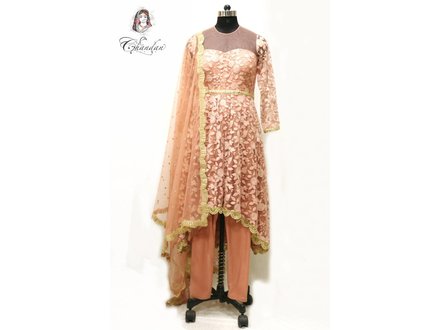 Rose Pink Chikenkari Anarkali Dress With Matching Churidar Rose Pink Chikenkari Anarkali Dress With Matching Churidar