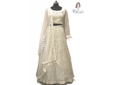 Off White Heavy Bridal Lehenga With Stoneweork Off White Heavy Bridal Lehenga With Stoneweork