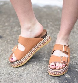 tan slip on heel sandals