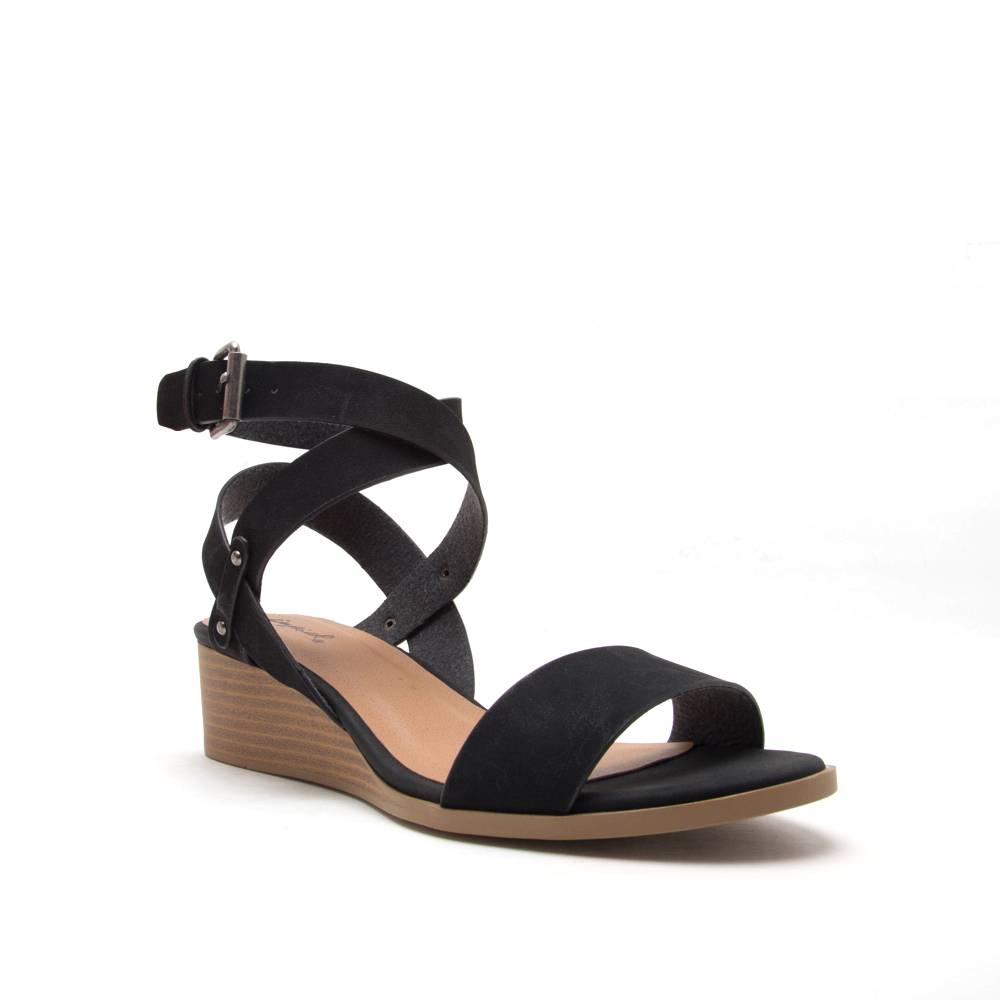 black wedges with ankle strap