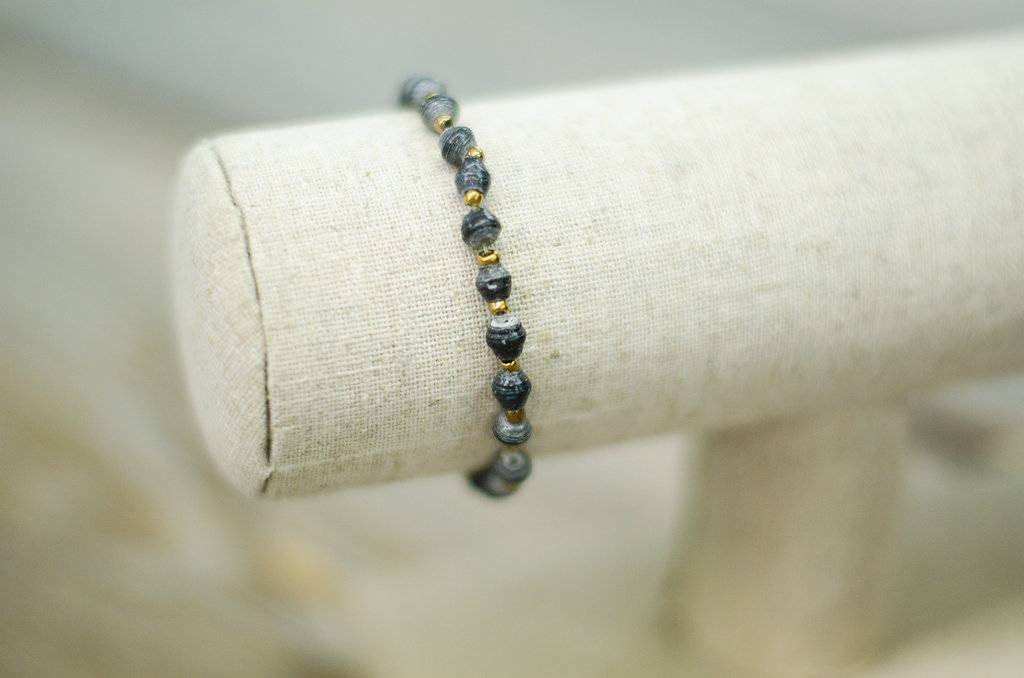 Single Strand Paper Bead Bracelets Sozo Trading Co Single Strand Paper Bead Bracelets