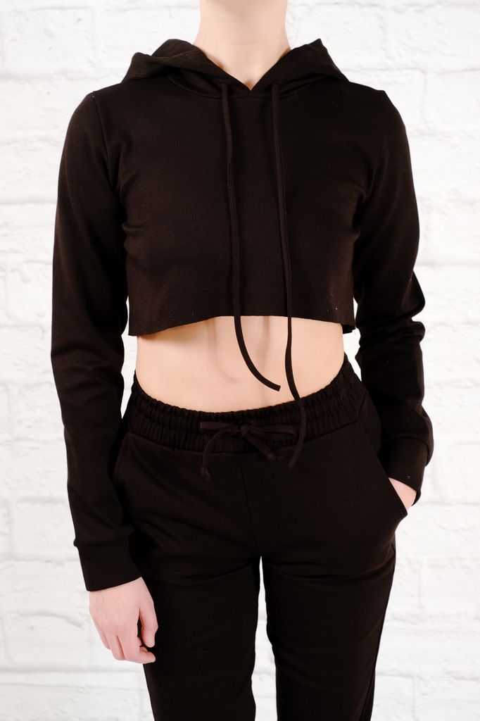 Sweatshirt Black cropped hoodie - Bobbles and Lace