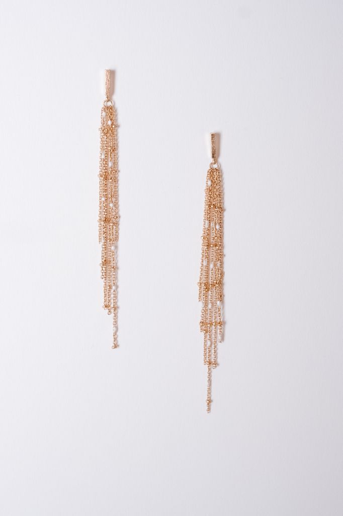 Gold Fringe Earrings Bobbles And Lace Gold Fringe Earrings
