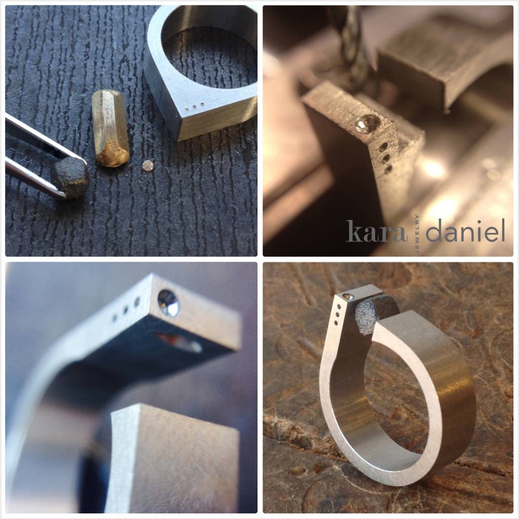 asymmetrical tension-set raw diamond