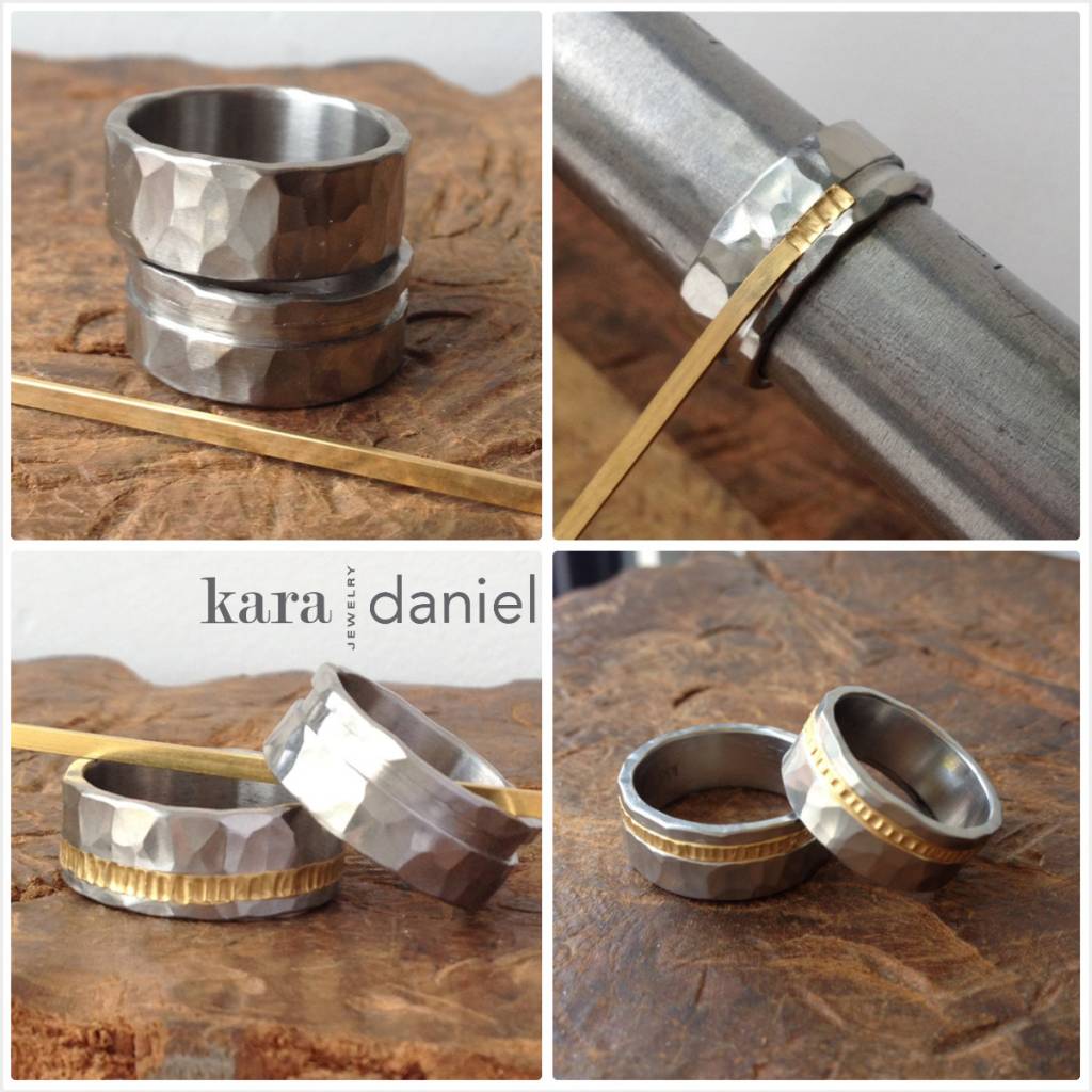 stainless + gold wedding bands