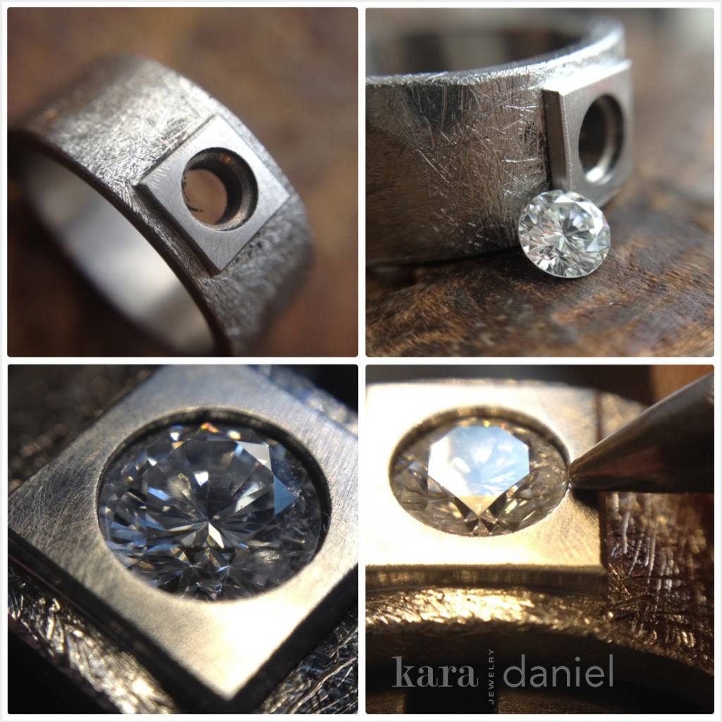 custom square-bezel engagement ring