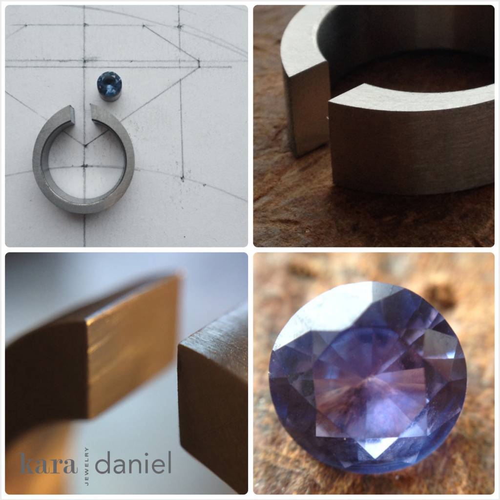 tension-set purple sapphire