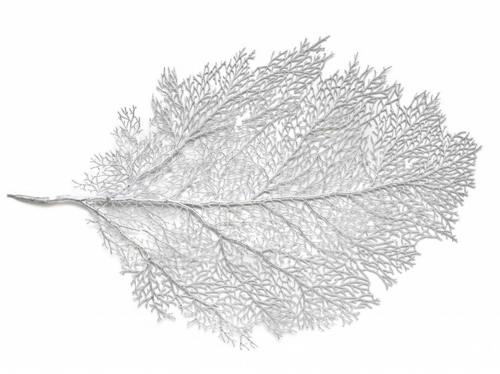 Metallic Leaf Silver Lg Placemat Timeless Table