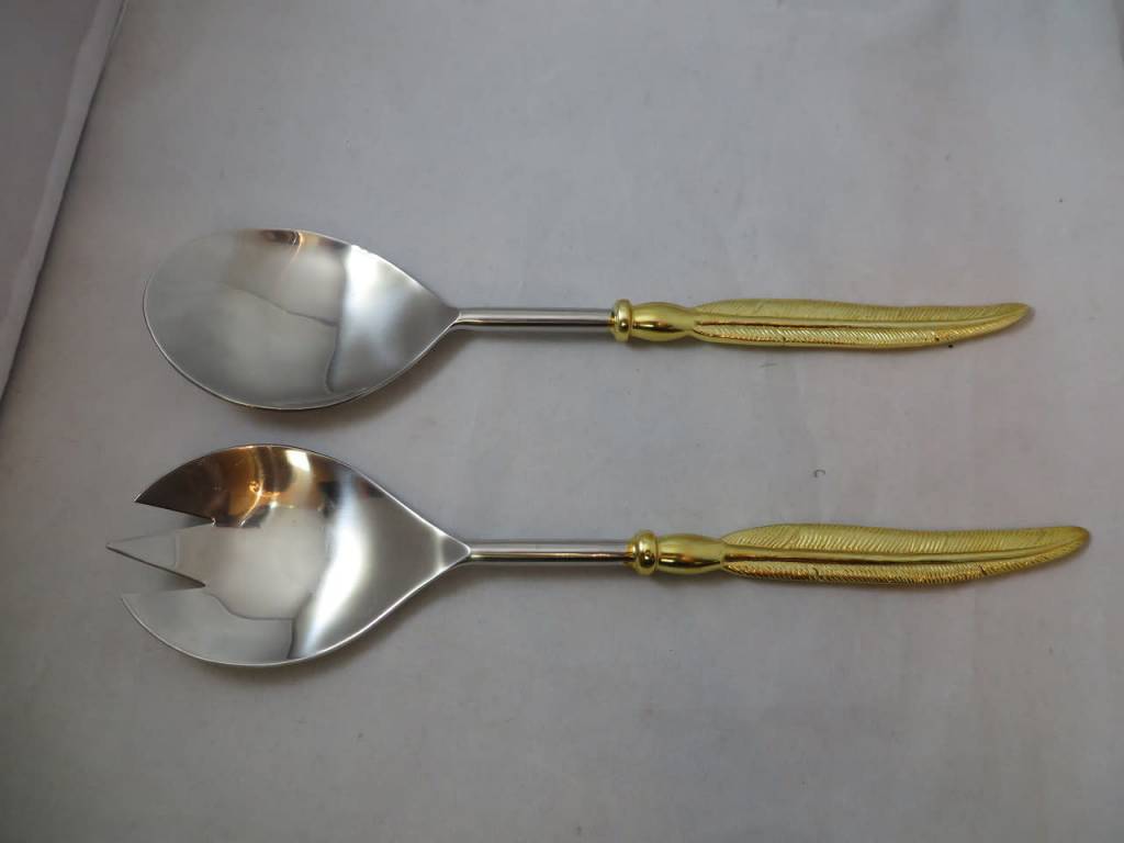 Gold leaf salad servers Timeless Table