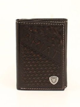 Ariat Western Mens Wallet Leather Rodeo USA Flag Patch Brown Camo A3536428