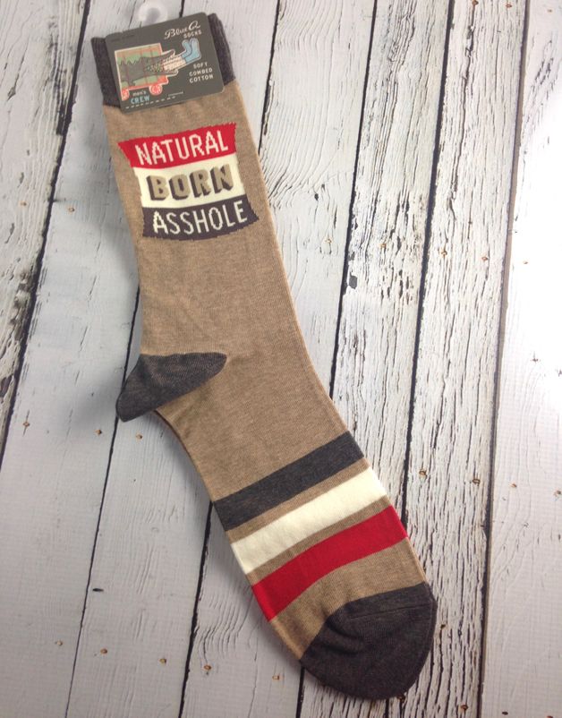 Natural Born Asshole Mens Crew Socks Silver In The City