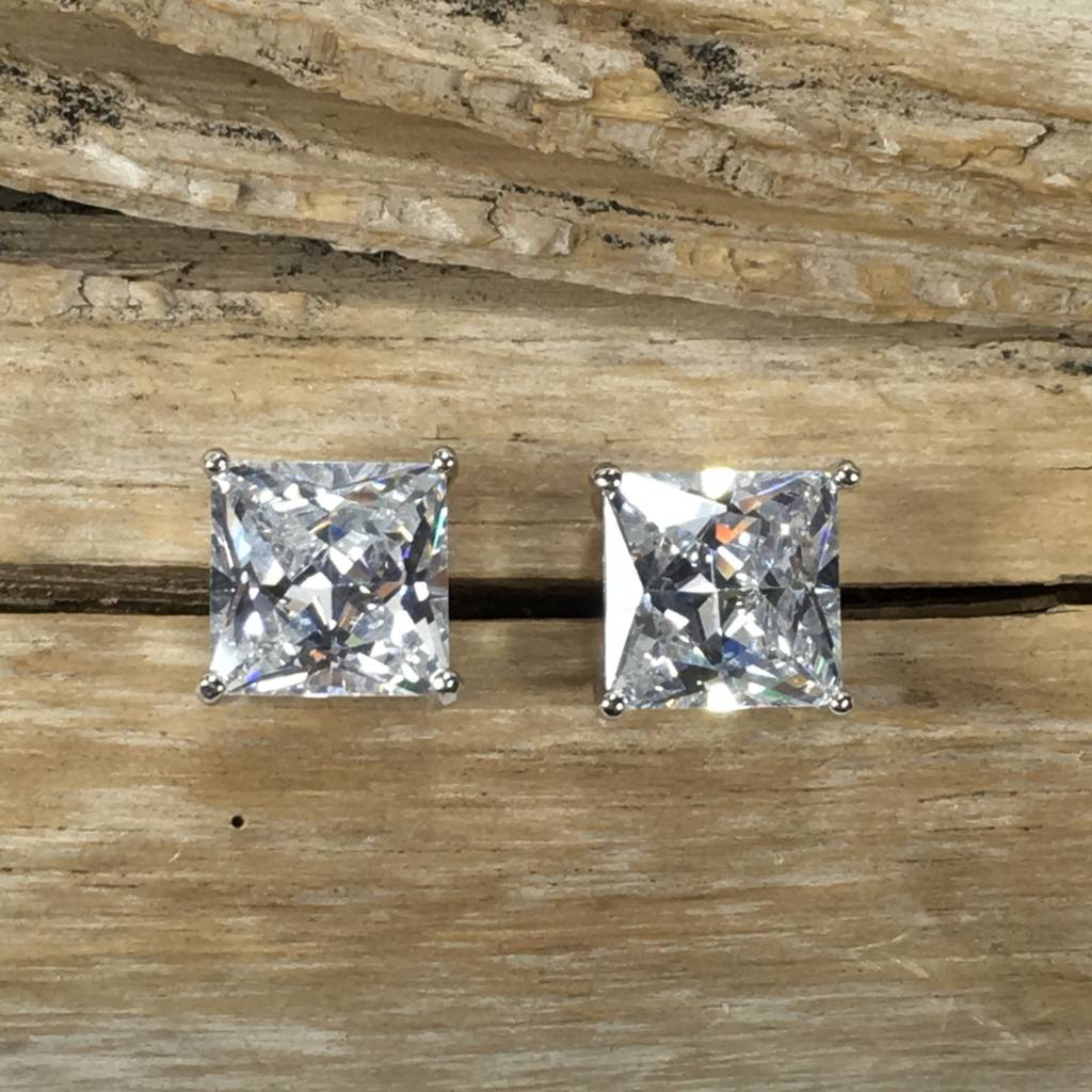 Large Square Cubic Zirconia Stud Earrings Theblingboxonline Large Square Cubic Zirconia Stud Earrings