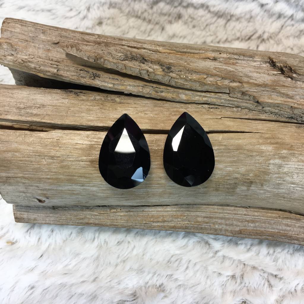 Large Teardrop Shape Black Stud Earrings Theblingboxonline Large Teardrop Shape Black Stud Earrings