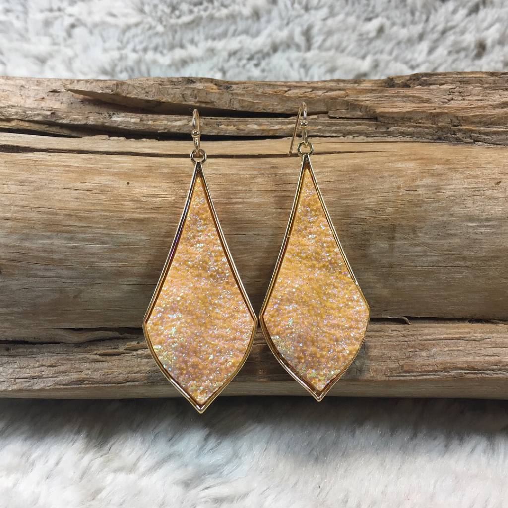 Gold Mystic Druzy Teardrop Rim Earrings Theblingboxonline Gold Mystic Druzy Teardrop Rim Earrings