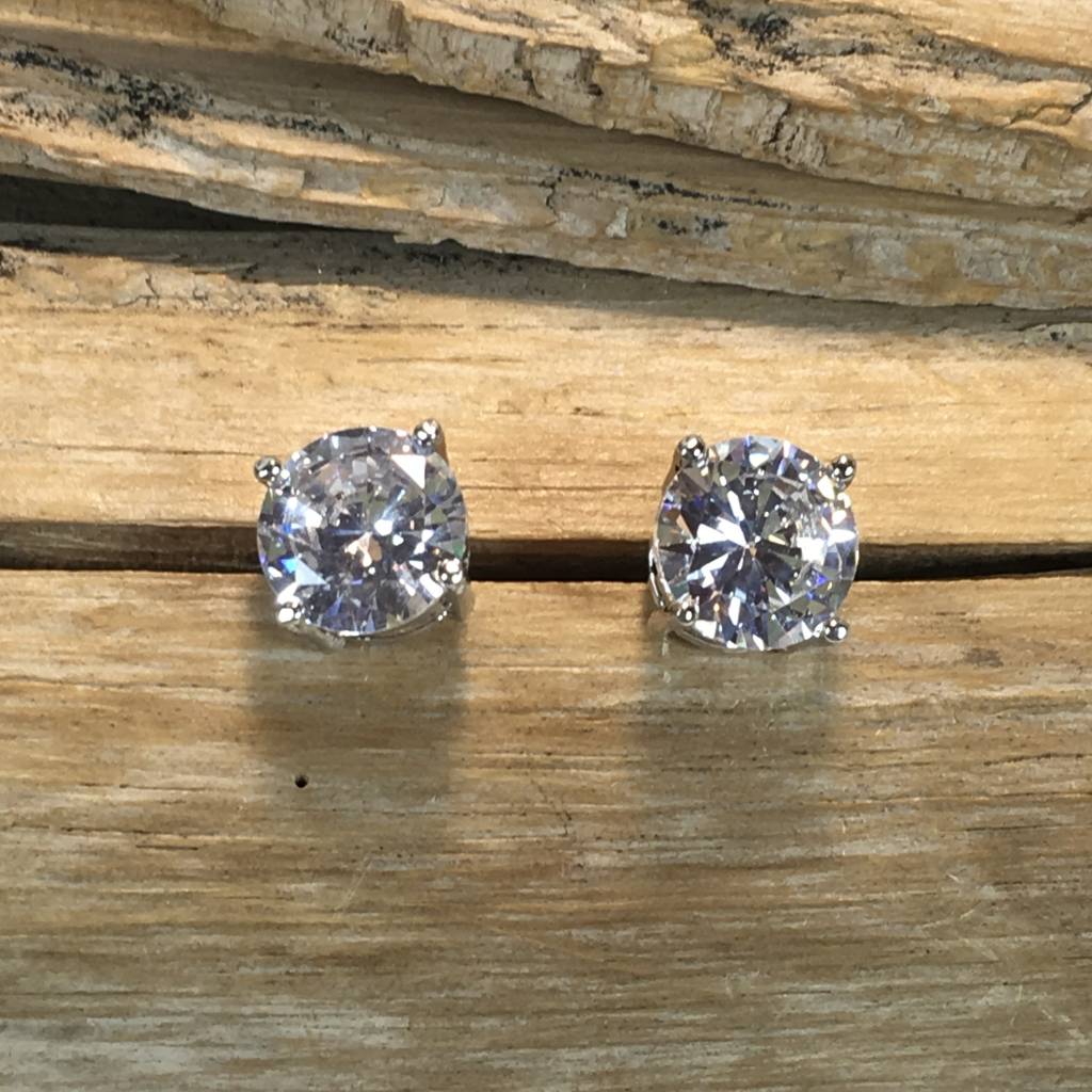 Large Round Cubic Zirconia Stud Earrings Theblingboxonline Large Round Cubic Zirconia Stud Earrings