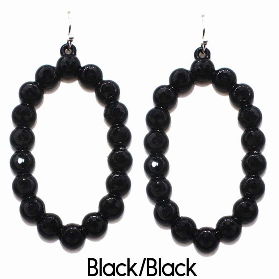 Black Open Oval Rhinestone Earrings Theblingboxonline Black Open Oval Rhinestone Earrings