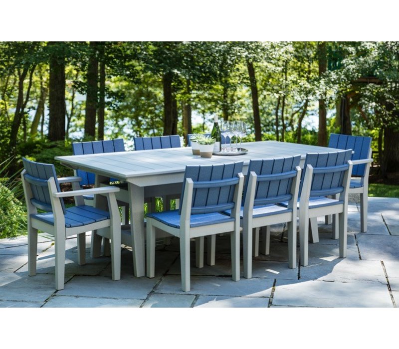 Seaside Outdoor Furniture Traditional Mad Fusion Dining Side Chair Gray Frame Navy Slats With Seaside Outdoor Furniture