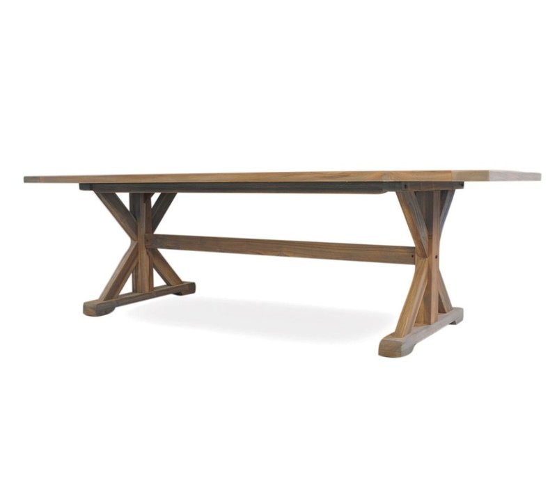 Lloyd Flanders Teak 99x40 Dining Table With Trestle Base Kolo Teak 99x40 Dining Table With Trestle Base