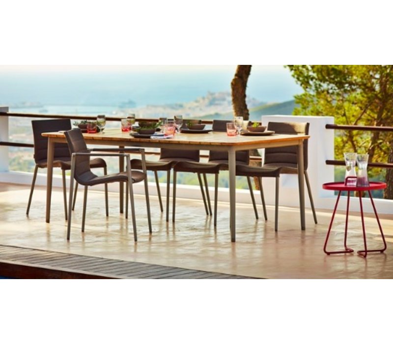 Cane Line Core 83x39 Dining Table With Lava Grey Aluminum Frame And Core 83x39 Dining Table With Lava Grey Aluminum Frame And Teak Top