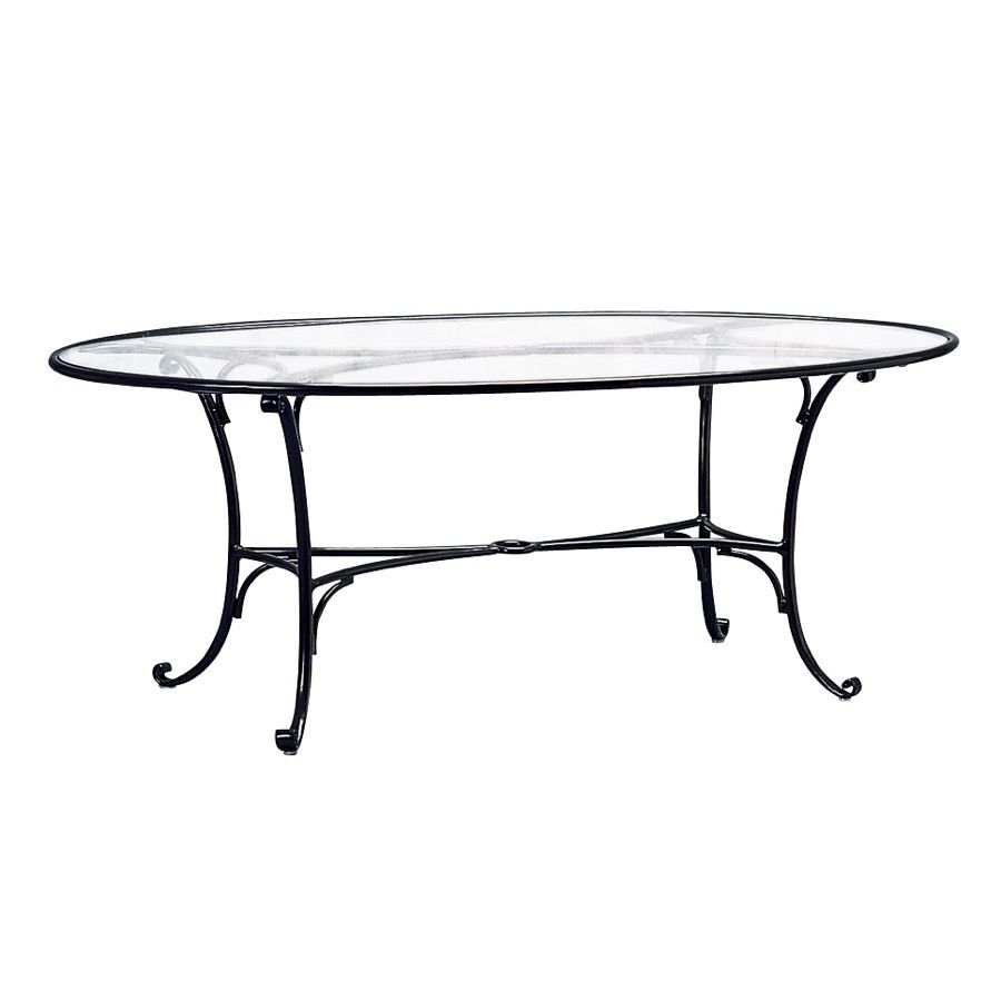 BROWN JORDAN ROMA 48x72 INCH OVAL DINING TABLE WITH CLEAR GLASS TOP