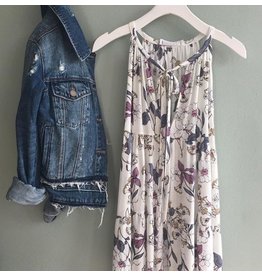 Floral Outline Tiered Dress