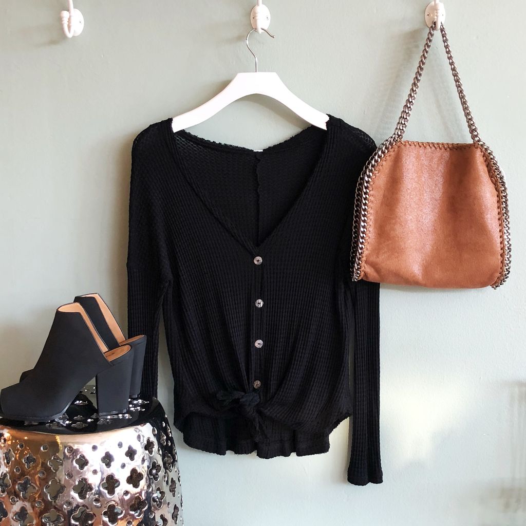 Waffle Button-Up Top