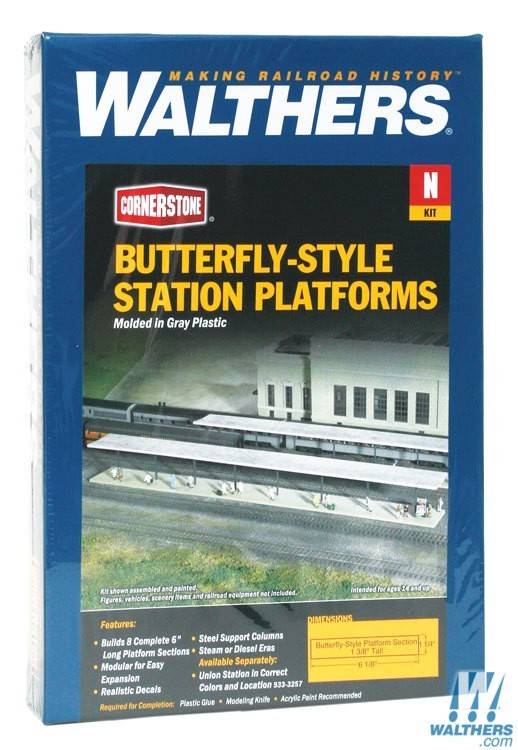 Walthers N Butterfly-stle Station Platform # 933-3258 - Trains on 