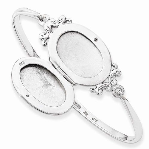 Sterling Silver Oval Locket Bangle Bracelet Heather S Jewelry Sterling Silver Oval Locket Bangle Bracelet