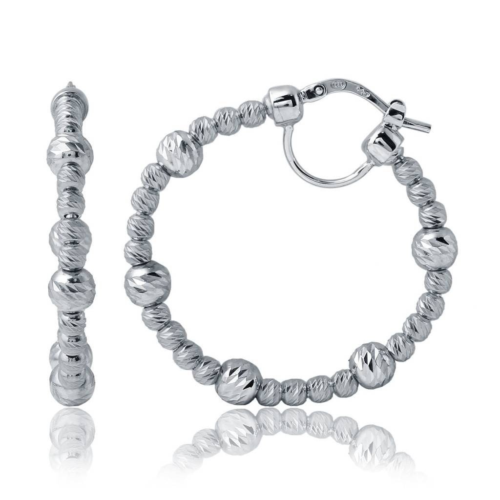 Charles Garnier 35mm Maureen Circle Bead Sterling Charles Garnier 35mm Maureen Circle Bead Sterling Silver Hoop Earrings