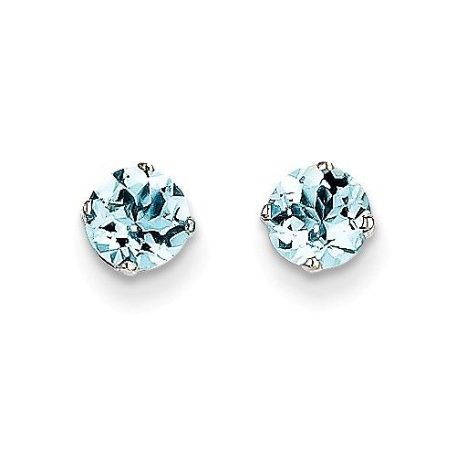14k White Gold 5mm Aquamarine Stud Earrings Heather S Jewelry 14k White Gold 5mm Aquamarine Stud Earrings