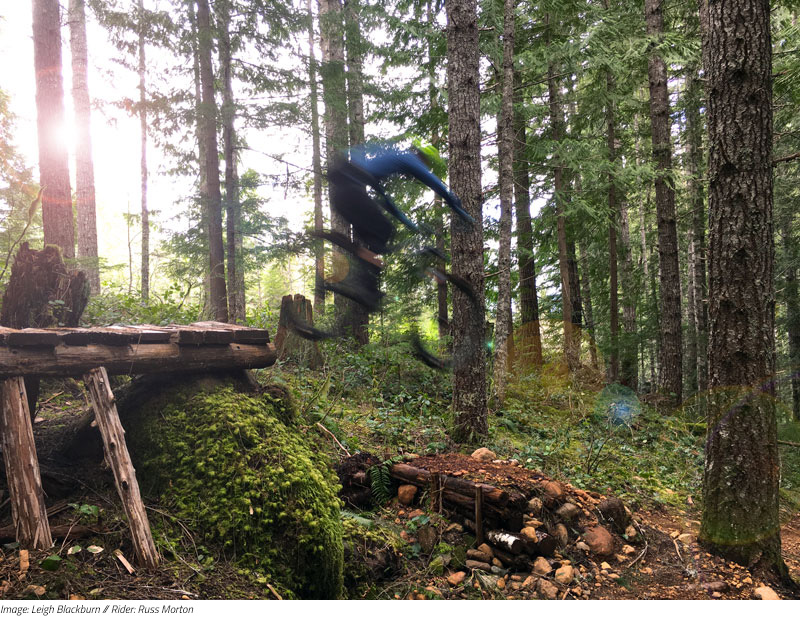 Image: Leigh Blackburn // Rider: Russ Morton catching air in Cumberland, BC.