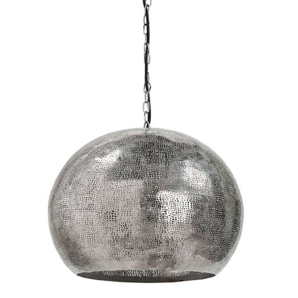 Pierced Metal Sphere Pendant Polished Nickel Simply Elegant Boutique Pierced Metal Sphere Pendant Polished Nickel