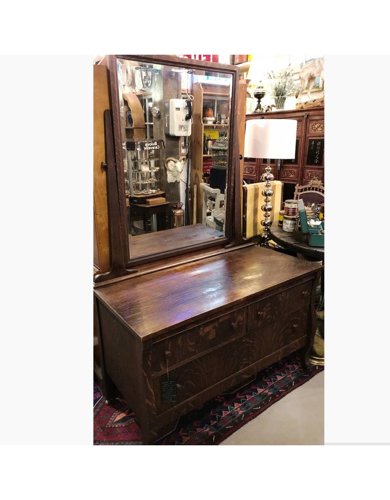 Empire Style Gentlemen S Dresser With Original Beveled Glass Mirror Antique Empire Style Canadian Quarter Sawn Dark Oak Gentlemen S Dresser With Original Beveled Mirror