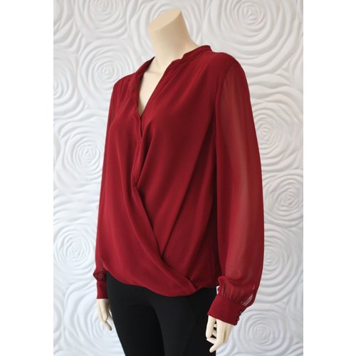 Weill Weill Crossbody Blouse with Sheer Sleeve Weill Weill Crossbody Blouse with Sheer Sleeve