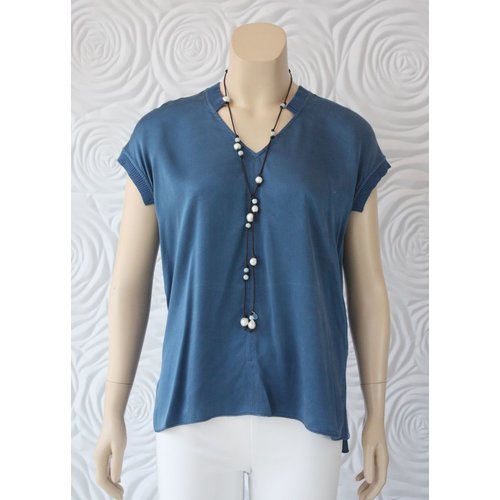 Go Silk Go Silk Sleeveless Top with Knit Trim Go Silk Go Silk Sleeveless Top with Knit Trim