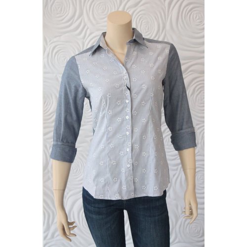 Valentina Valentina Tailored Chambray Blouse Valentina Valentina Tailored Chambray Blouse