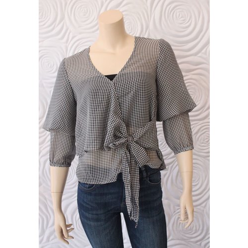 Stella Stella Check Print Blouse With Front Tie Detail Stella Stella Check Print Blouse With Front Tie Detail