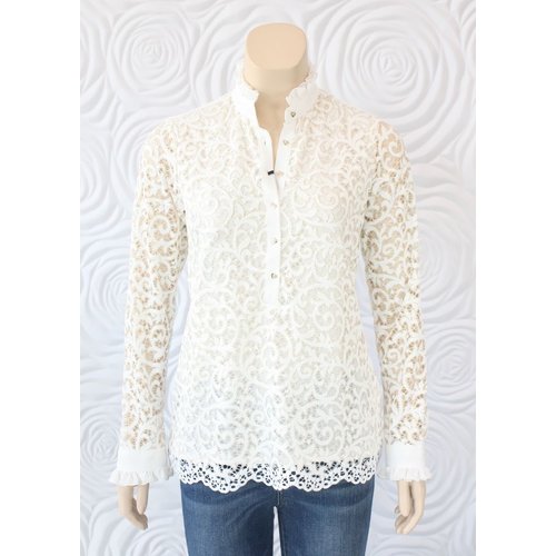 Valentina Valentina Lace Long Sleeve Blouse with Ruffle Collar Valentina Valentina Lace Long Sleeve Blouse with Ruffle Collar